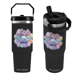 Easter Video Game Flip Straw Tumbler Cute Bunny Eggs Gaming Gamer TS10 One Size: 30 oz Black Print Your Wear