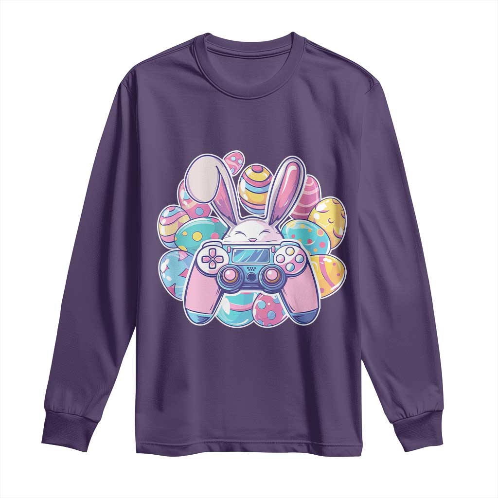 Easter Video Game Long Sleeve Shirt Cute Bunny Eggs Gaming Gamer TS10 Purple Print Your Wear
