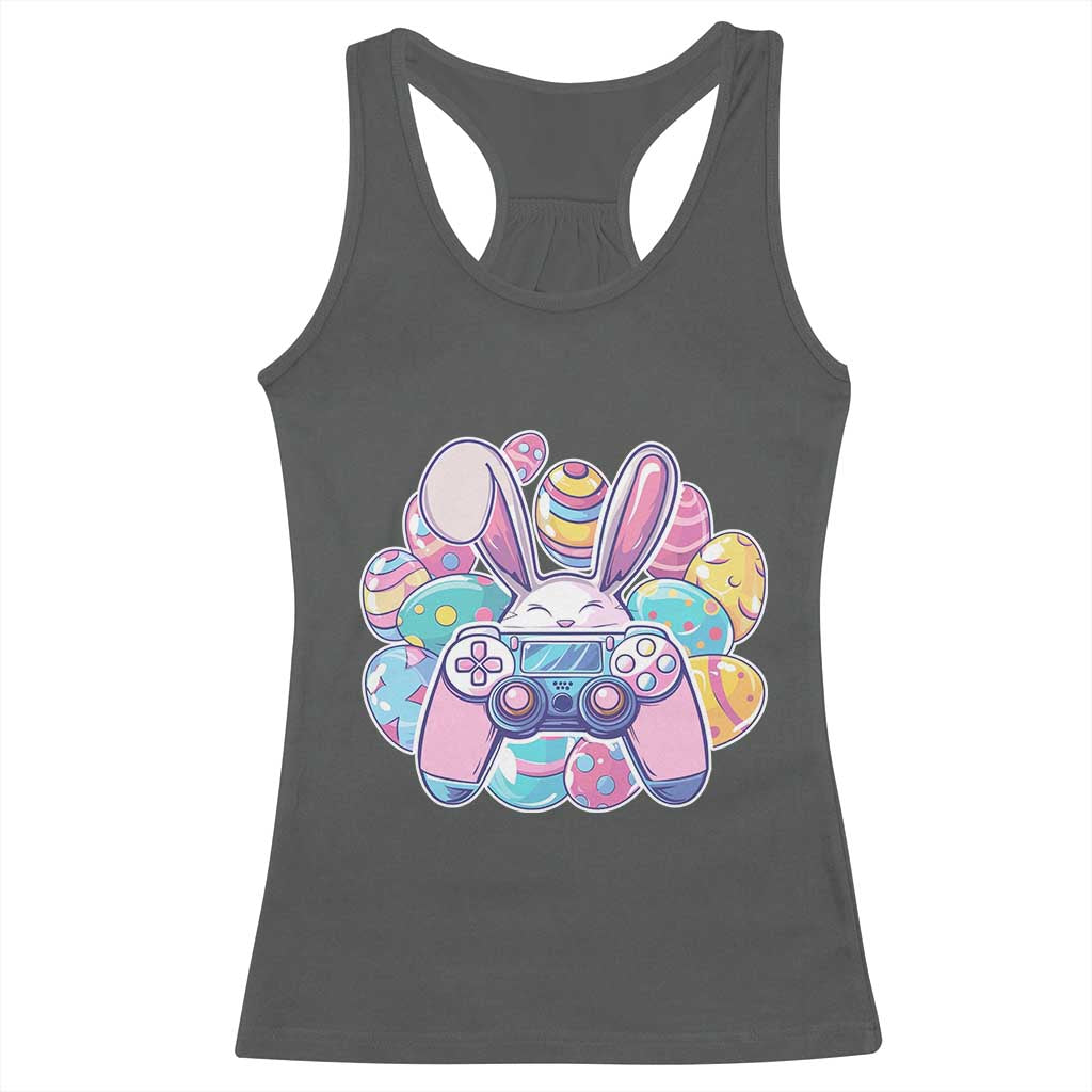 Easter Video Game Racerback Tank Top Cute Bunny Eggs Gaming Gamer TS10 Dark Heather Print Your Wear