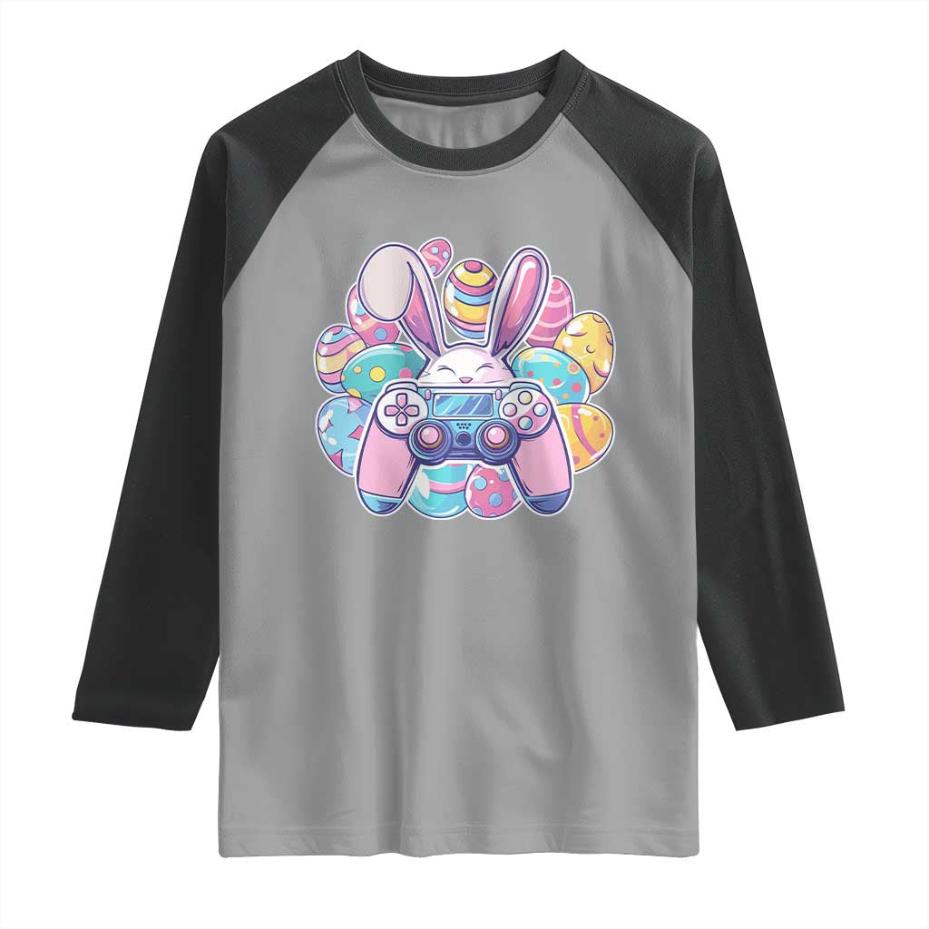 Easter Video Game Raglan Shirt Cute Bunny Eggs Gaming Gamer TS10 Sport Gray Black Print Your Wear
