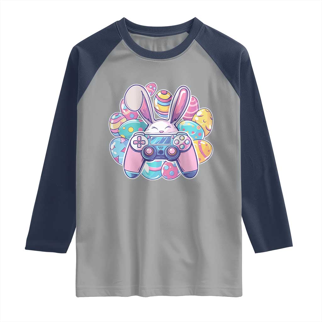 Easter Video Game Raglan Shirt Cute Bunny Eggs Gaming Gamer TS10 Sport Gray Navy Print Your Wear