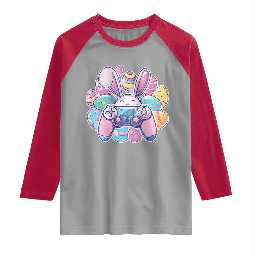 Easter Video Game Raglan Shirt Cute Bunny Eggs Gaming Gamer TS10 Sport Gray Red Print Your Wear