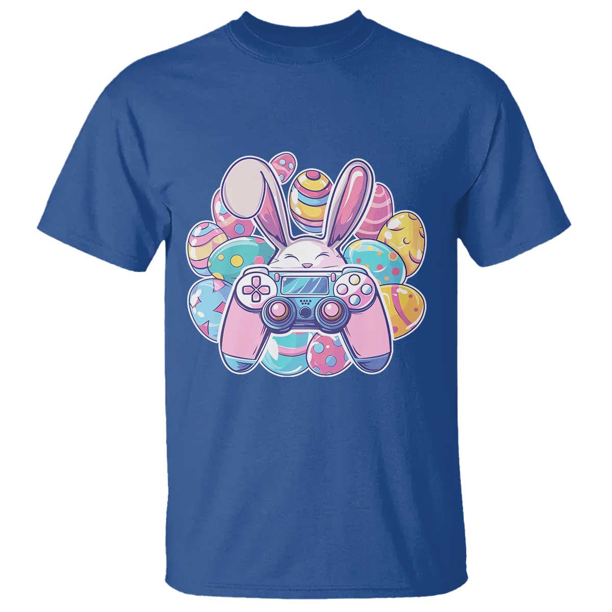 Easter Video Game T Shirt Cute Bunny Eggs Gaming Gamer TS10 Royal Blue Print Your Wear
