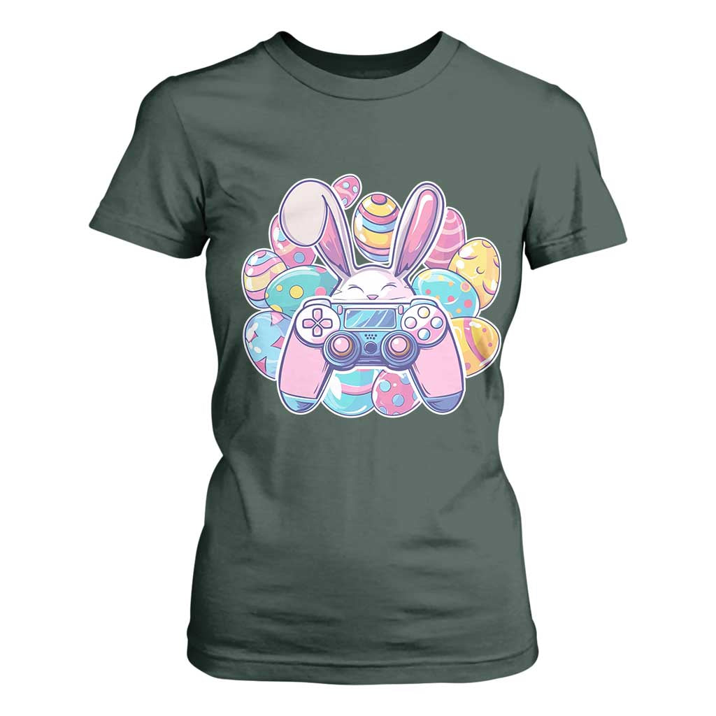 Easter Video Game T Shirt For Women Cute Bunny Eggs Gaming Gamer TS10 Dark Forest Green Print Your Wear