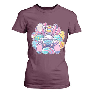 Easter Video Game T Shirt For Women Cute Bunny Eggs Gaming Gamer TS10 Maroon Print Your Wear