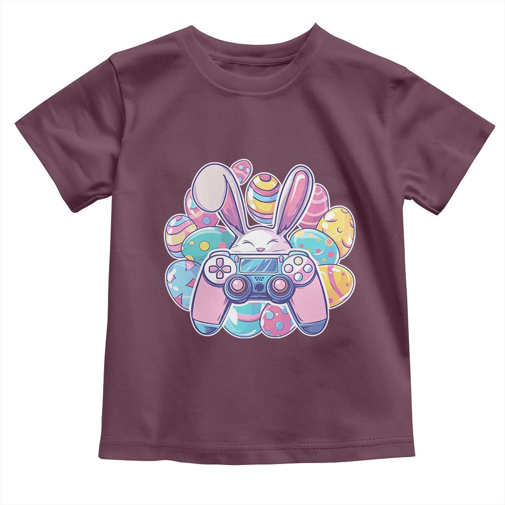 Easter Video Game Toddler T Shirt Cute Bunny Eggs Gaming Gamer TS10 Maroon Print Your Wear