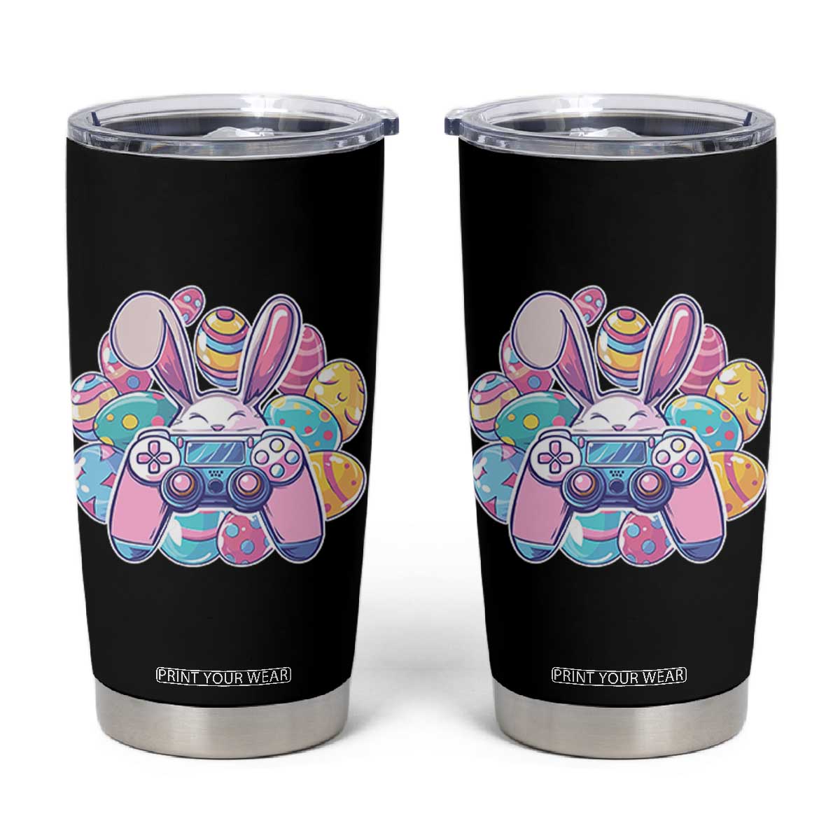 Easter Video Game Tumbler Cup Cute Bunny Eggs Gaming Gamer TS10 Black Print Your Wear