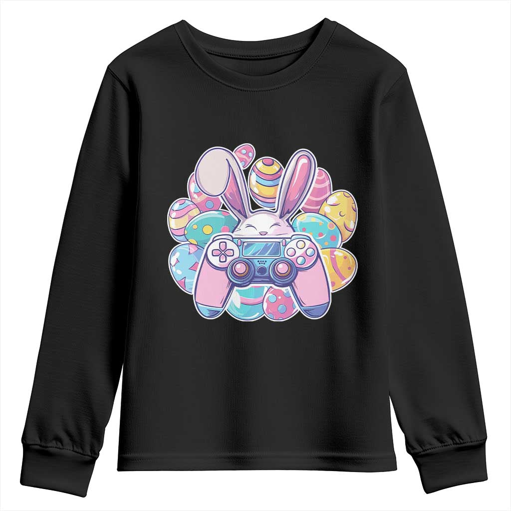 Easter Video Game Youth Sweatshirt Cute Bunny Eggs Gaming Gamer TS10 Black Print Your Wear