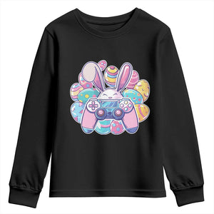 Easter Video Game Youth Sweatshirt Cute Bunny Eggs Gaming Gamer TS10 Black Print Your Wear