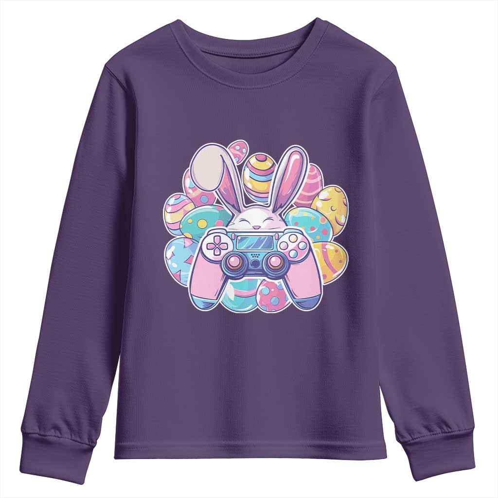 Easter Video Game Youth Sweatshirt Cute Bunny Eggs Gaming Gamer TS10 Purple Print Your Wear
