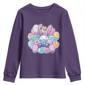 Easter Video Game Youth Sweatshirt Cute Bunny Eggs Gaming Gamer TS10 Purple Print Your Wear