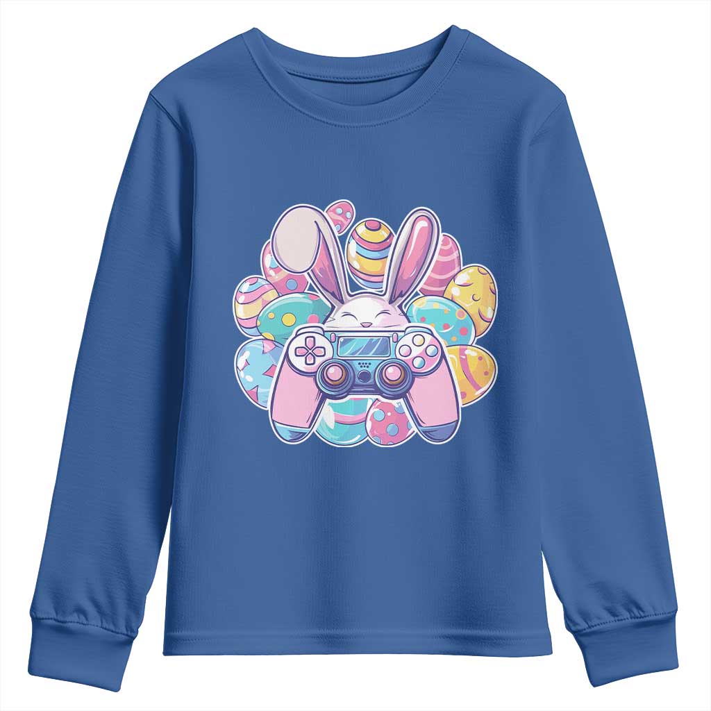 Easter Video Game Youth Sweatshirt Cute Bunny Eggs Gaming Gamer TS10 Royal Blue Print Your Wear