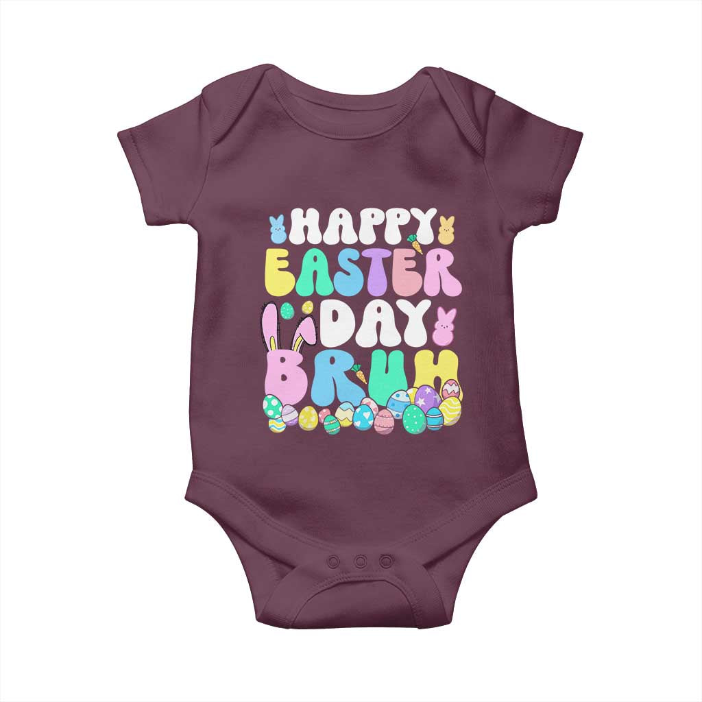 Bruh Easter Baby Onesie Teens Boys Kids Cute Bunny Eggs TS10 Maroon Print Your Wear