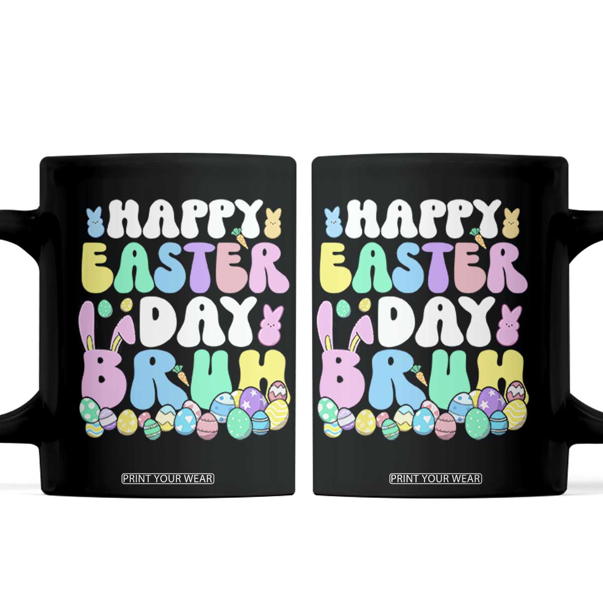 Bruh Easter Coffee Mug Teens Boys Kids Cute Bunny Eggs TS10 Black Print Your Wear
