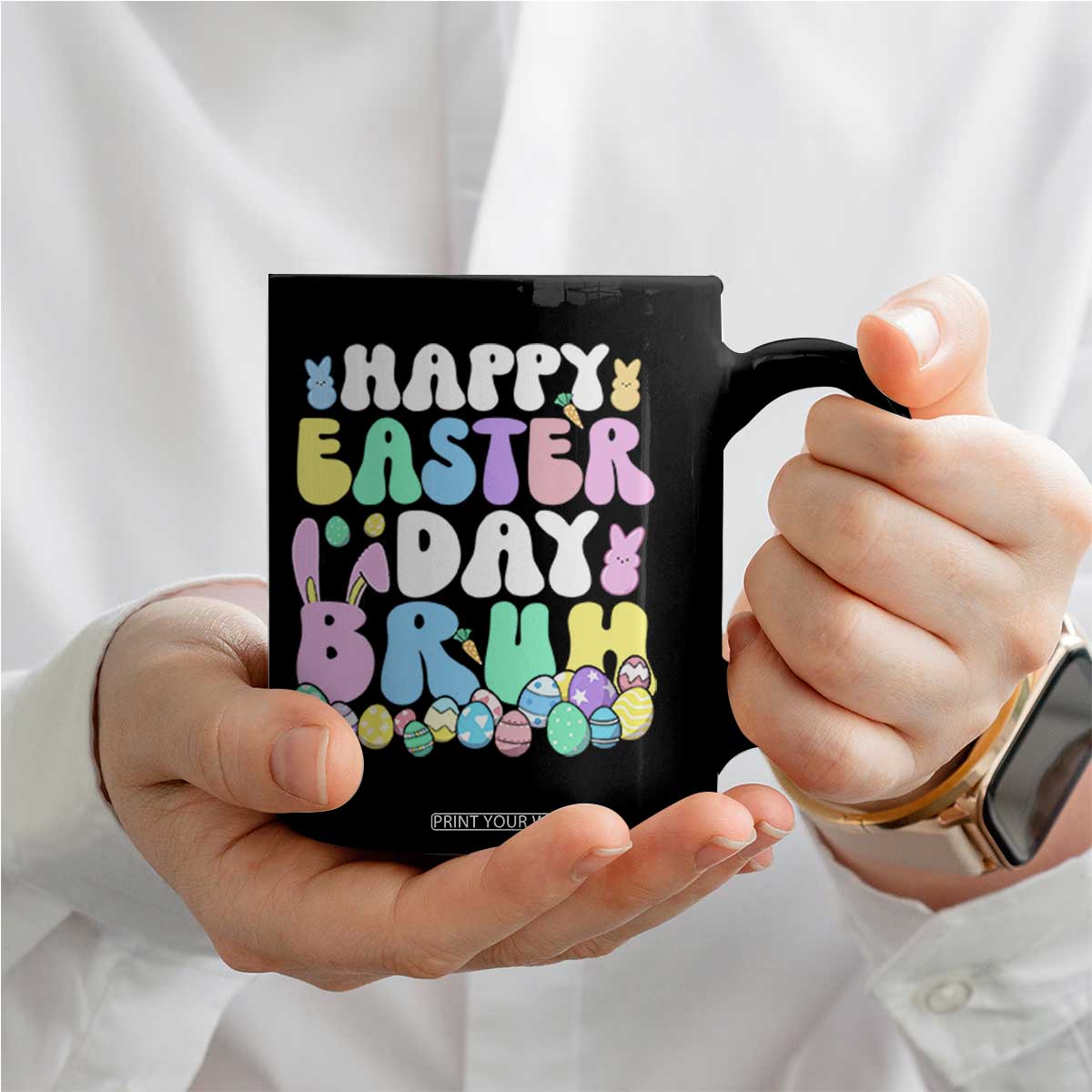 Bruh Easter Coffee Mug Teens Boys Kids Cute Bunny Eggs TS10 Print Your Wear
