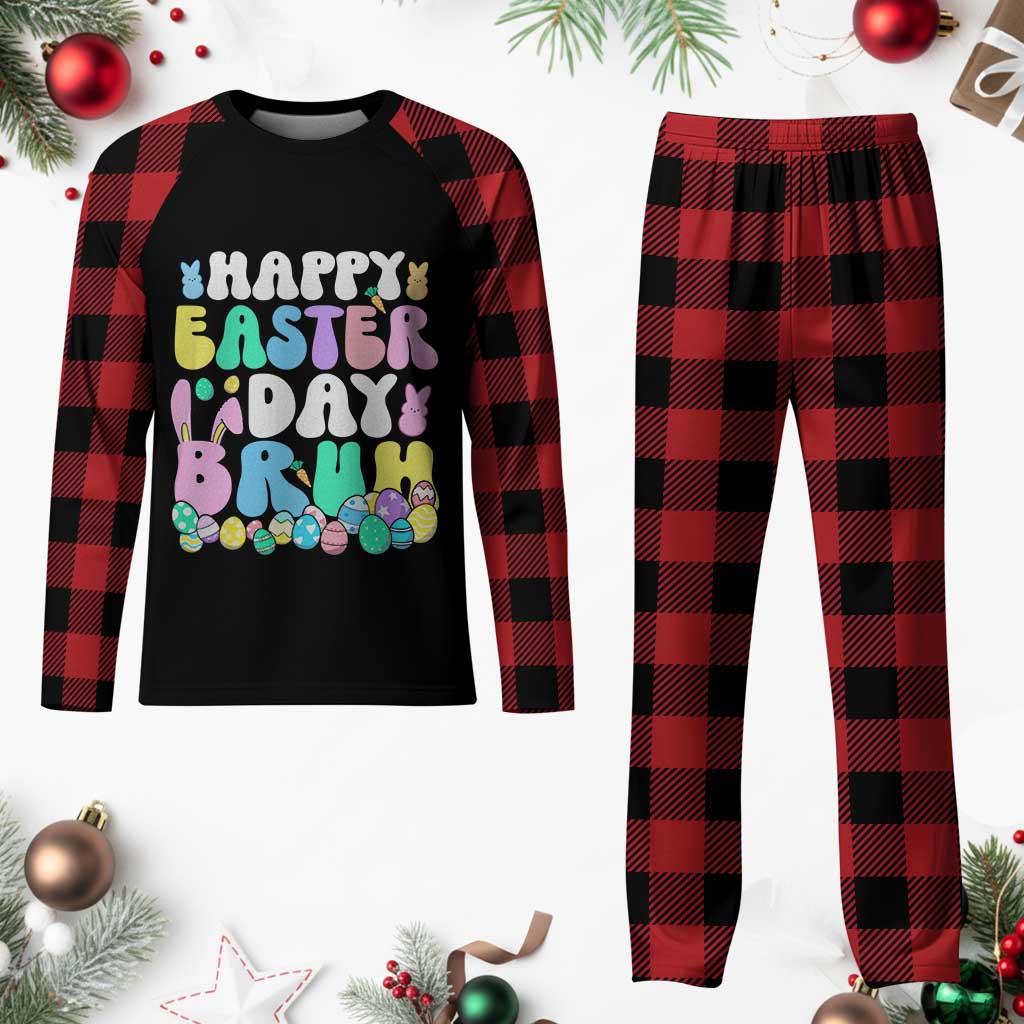 Bruh Easter Plaid Pajama Set Teens Boys Kids Cute Bunny Eggs TS10 Buffalo Plaid Print Your Wear