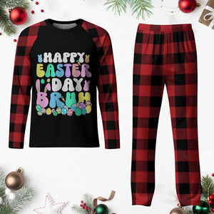 Bruh Easter Plaid Pajama Set Teens Boys Kids Cute Bunny Eggs TS10 Buffalo Plaid Print Your Wear