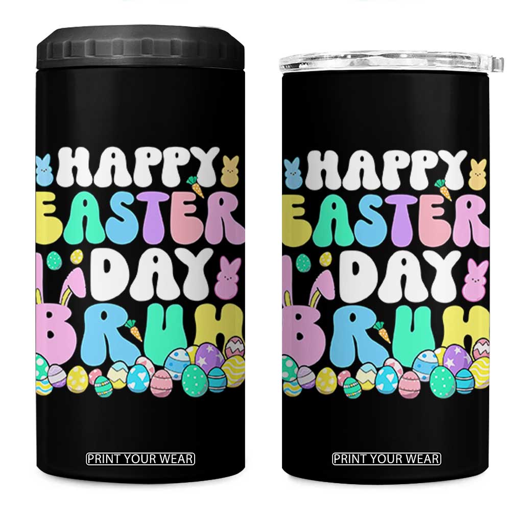 Bruh Easter 4 in 1 Can Cooler Tumbler Teens Boys Kids Cute Bunny Eggs TS10 One Size: 16 oz Black Print Your Wear