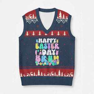 Bruh Easter V-Neck Knit Sweater Vest Teens Boys Kids Cute Bunny Eggs TS10 Navy Red Print Your Wear