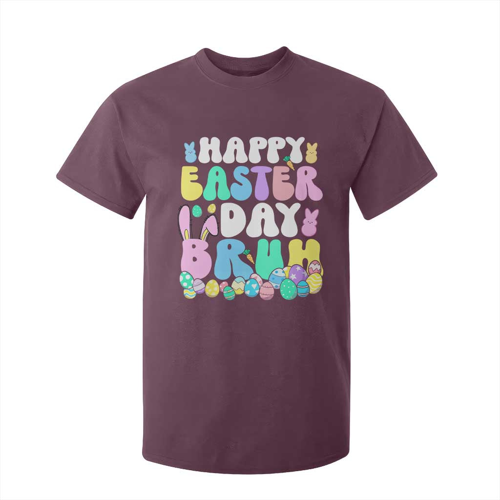 Bruh Easter T Shirt For Kid Teens Boys Kids Cute Bunny Eggs TS10 Maroon Print Your Wear