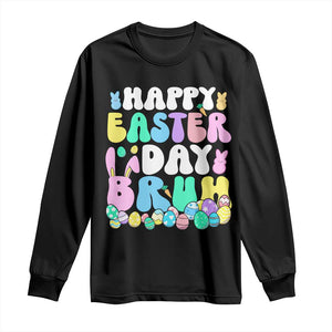 Bruh Easter Long Sleeve Shirt Teens Boys Kids Cute Bunny Eggs TS10 Black Print Your Wear