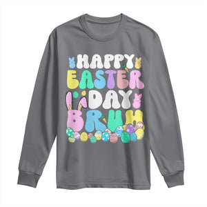 Bruh Easter Long Sleeve Shirt Teens Boys Kids Cute Bunny Eggs TS10 Charcoal Print Your Wear