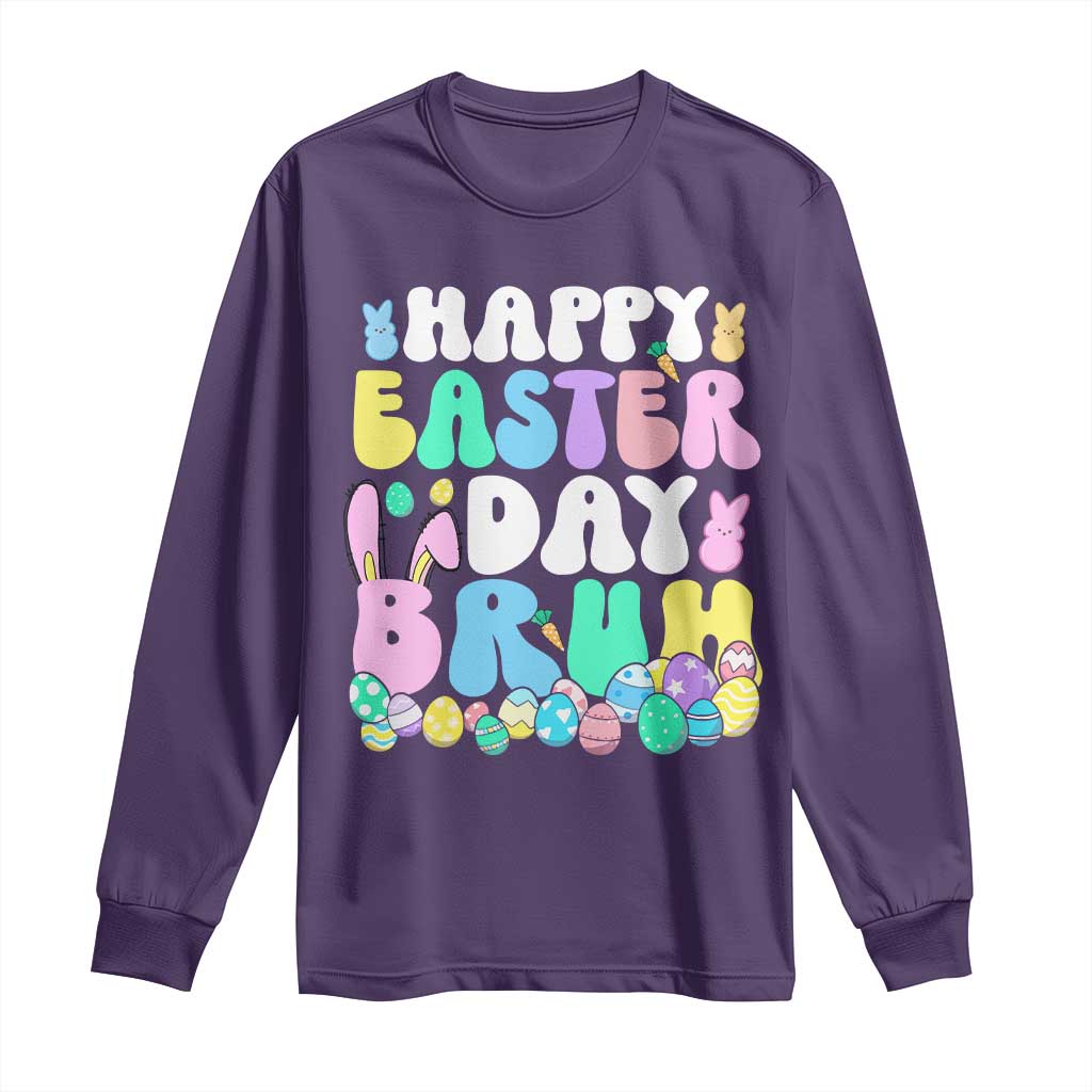 Bruh Easter Long Sleeve Shirt Teens Boys Kids Cute Bunny Eggs TS10 Purple Print Your Wear