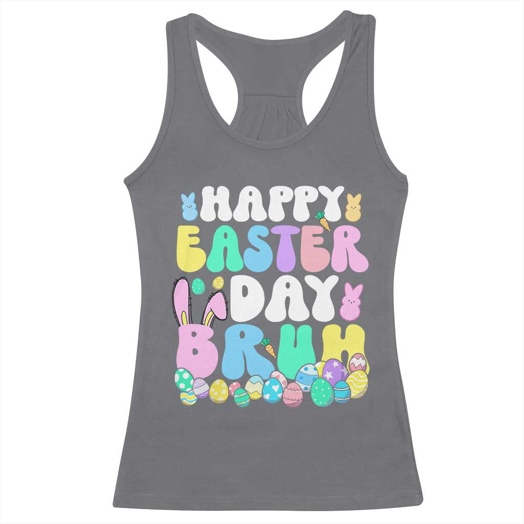 Bruh Easter Racerback Tank Top Teens Boys Kids Cute Bunny Eggs TS10 Charcoal Print Your Wear