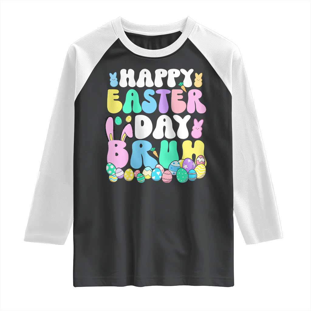 Bruh Easter Raglan Shirt Teens Boys Kids Cute Bunny Eggs TS10 Black White Print Your Wear