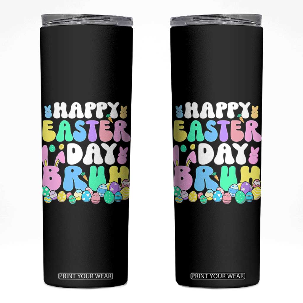 Bruh Easter Skinny Tumbler Teens Boys Kids Cute Bunny Eggs TS10 Black Print Your Wear