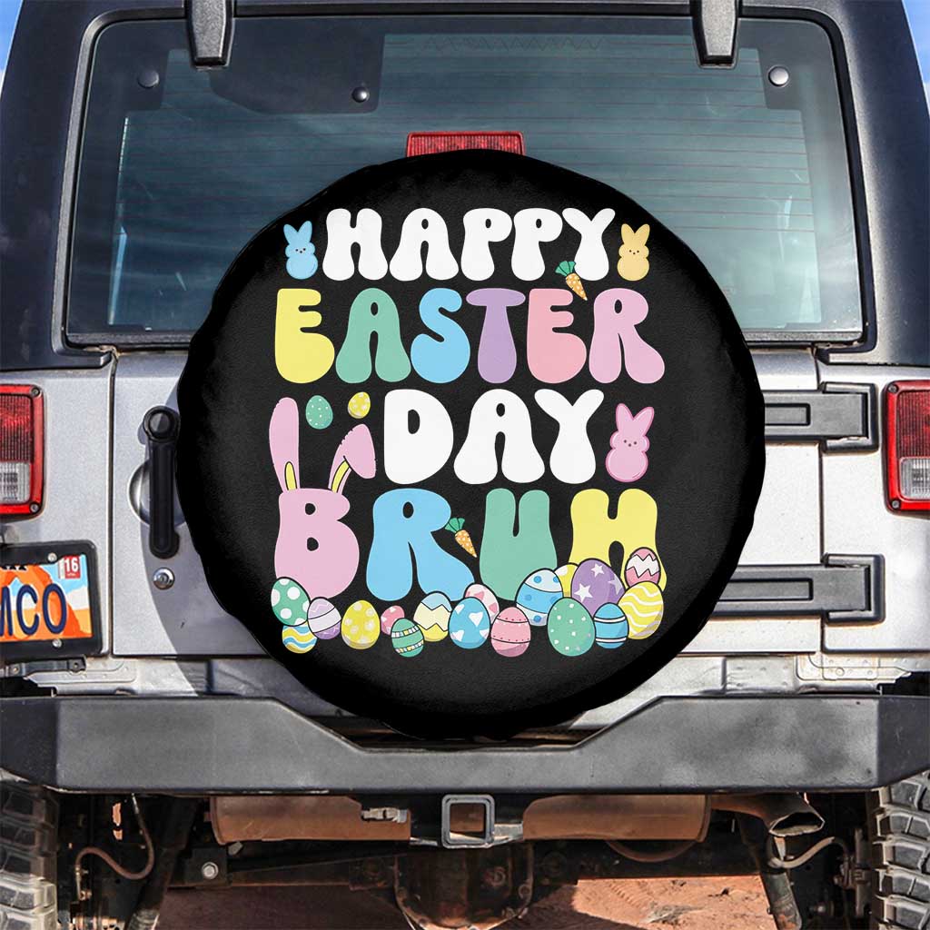 Bruh Easter Spare Tire Cover Teens Boys Kids Cute Bunny Eggs TS10 No hole Black Print Your Wear
