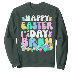 Bruh Easter Sweatshirt Teens Boys Kids Cute Bunny Eggs TS10 Dark Forest Green Print Your Wear