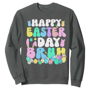 Bruh Easter Sweatshirt Teens Boys Kids Cute Bunny Eggs TS10 Dark Heather Print Your Wear