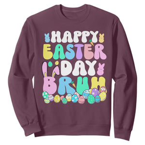 Bruh Easter Sweatshirt Teens Boys Kids Cute Bunny Eggs TS10 Maroon Print Your Wear