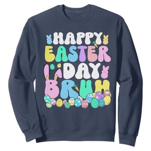 Bruh Easter Sweatshirt Teens Boys Kids Cute Bunny Eggs TS10 Navy Print Your Wear