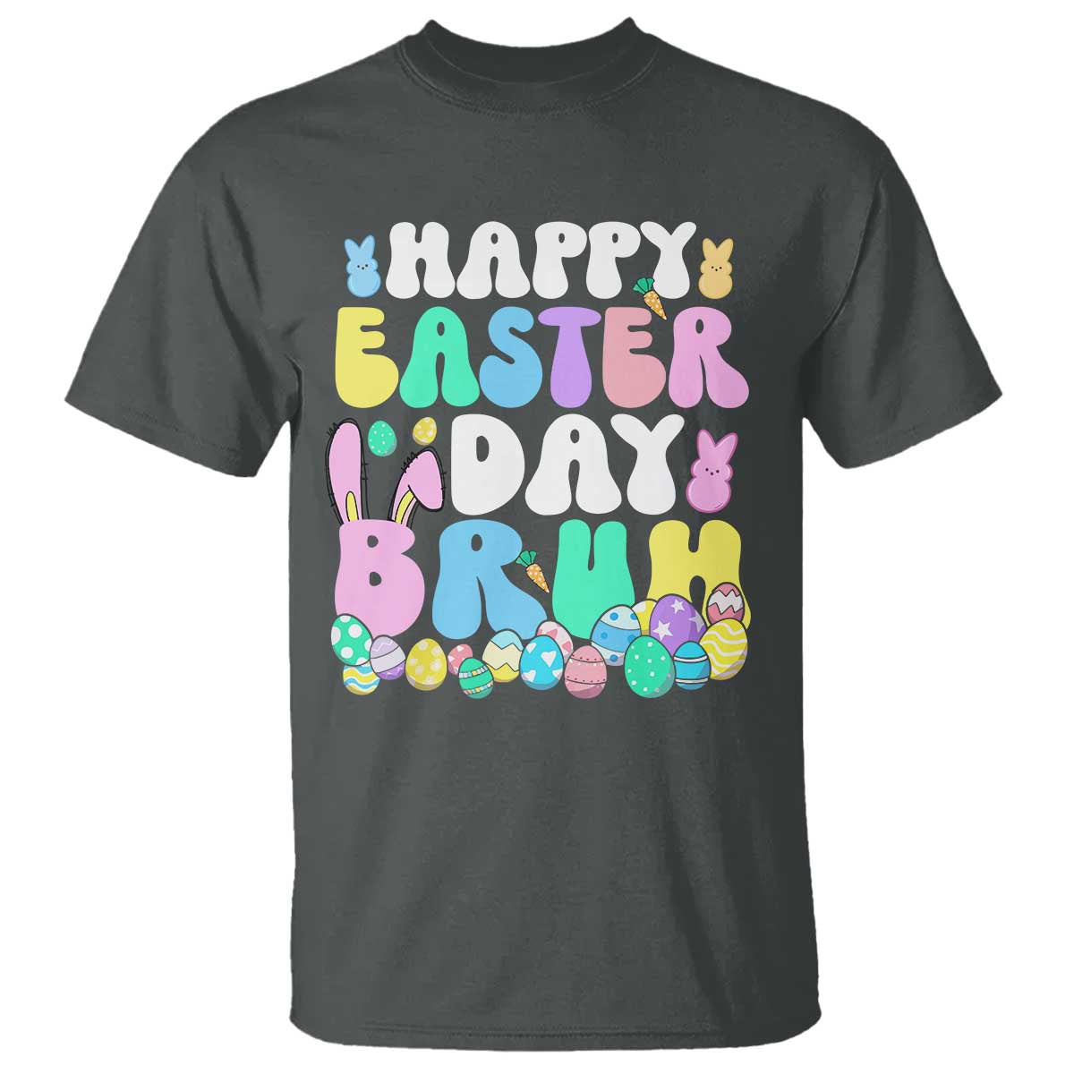 Bruh Easter T Shirt Teens Boys Kids Cute Bunny Eggs TS10 Dark Heather Print Your Wear