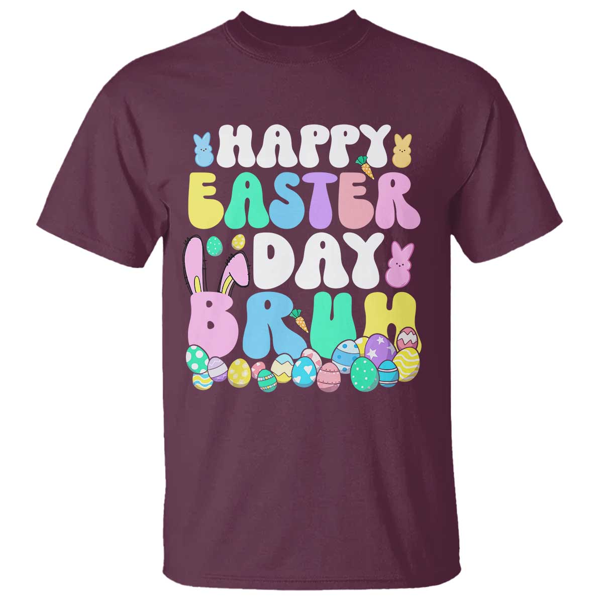 Bruh Easter T Shirt Teens Boys Kids Cute Bunny Eggs TS10 Maroon Print Your Wear