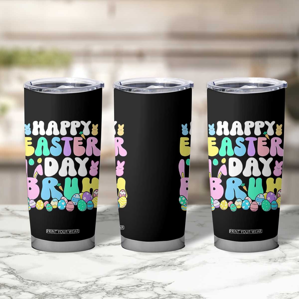 Bruh Easter Tumbler Cup Teens Boys Kids Cute Bunny Eggs TS10 Print Your Wear