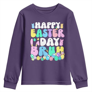 Bruh Easter Youth Sweatshirt Teens Boys Kids Cute Bunny Eggs TS10 Purple Print Your Wear