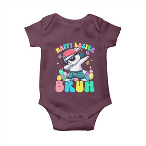 Bruh Easter Baby Onesie Funny Bunny Dab Rabbit Dance TS10 Maroon Print Your Wear