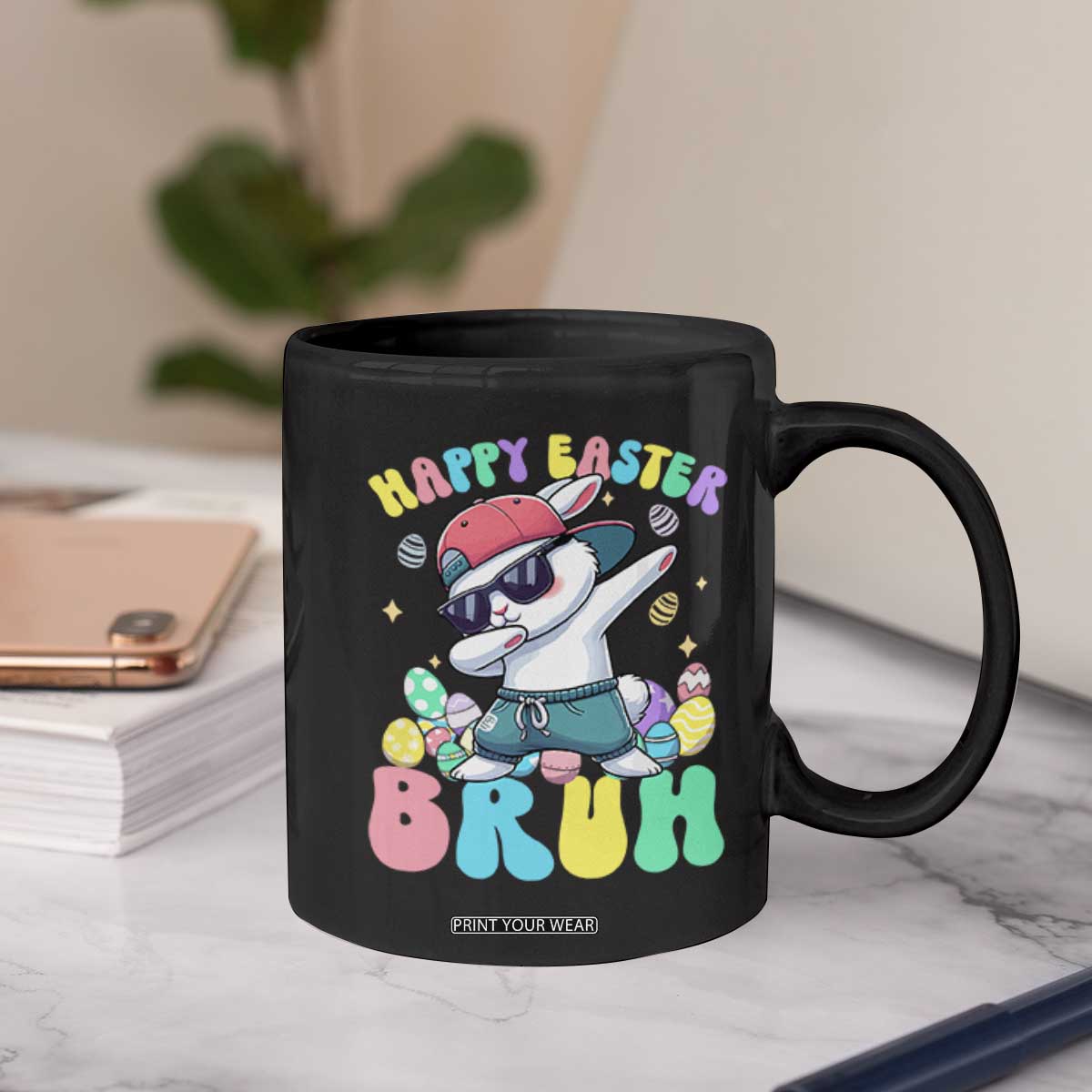 Bruh Easter Coffee Mug Funny Bunny Dab Rabbit Dance TS10 Print Your Wear