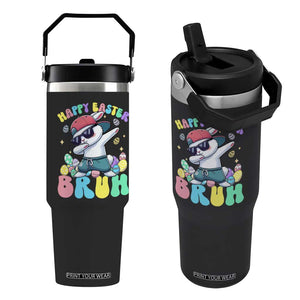 Bruh Easter Flip Straw Tumbler Funny Bunny Dab Rabbit Dance TS10 One Size: 30 oz Black Print Your Wear