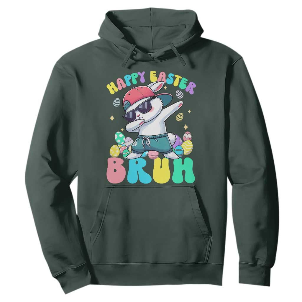 Bruh Easter Hoodie Funny Bunny Dab Rabbit Dance TS10 Dark Forest Green Print Your Wear