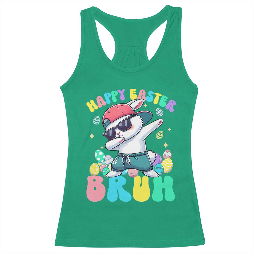 Bruh Easter Racerback Tank Top Funny Bunny Dab Rabbit Dance TS10 Irish Green Print Your Wear