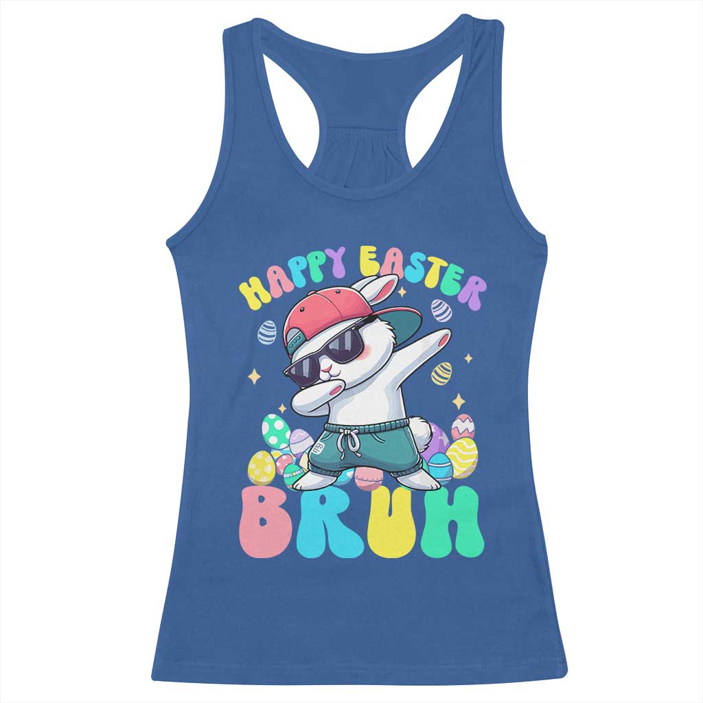 Bruh Easter Racerback Tank Top Funny Bunny Dab Rabbit Dance TS10 Royal Blue Print Your Wear