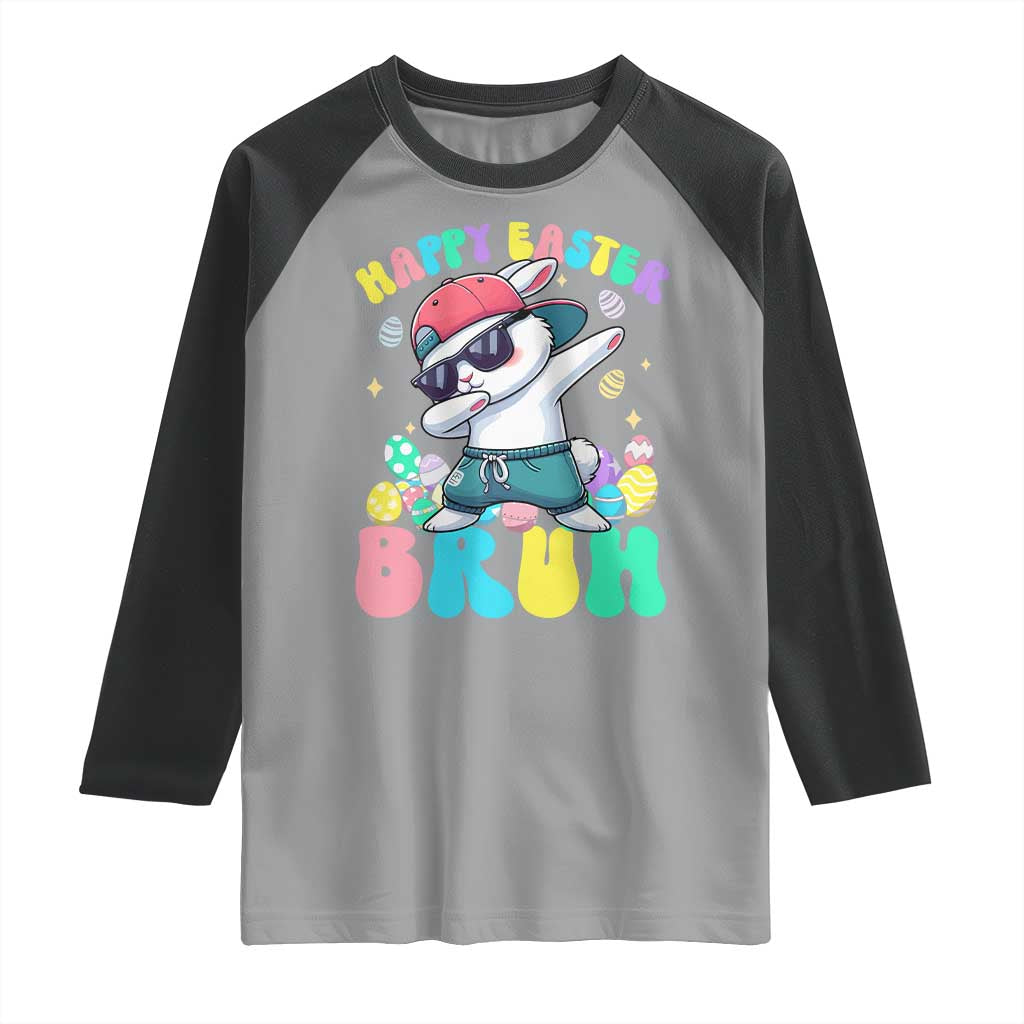 Bruh Easter Raglan Shirt Funny Bunny Dab Rabbit Dance TS10 Sport Gray Black Print Your Wear