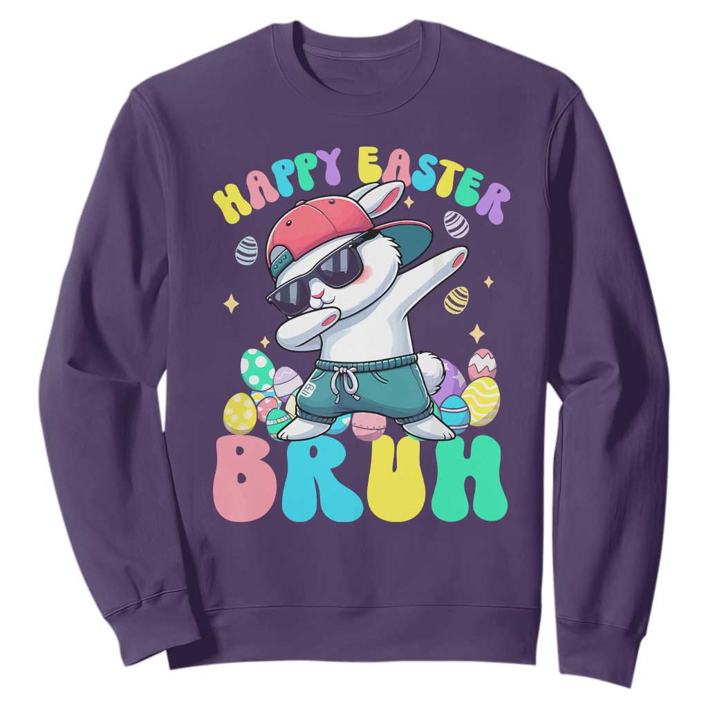 Bruh Easter Sweatshirt Funny Bunny Dab Rabbit Dance TS10 Purple Print Your Wear