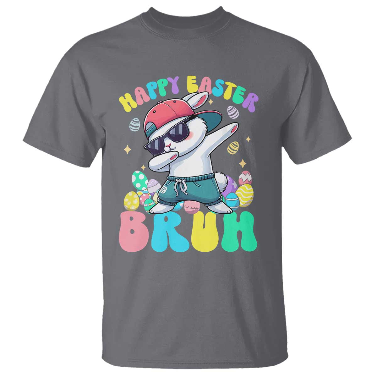 Bruh Easter T Shirt Funny Bunny Dab Rabbit Dance TS10 Charcoal Print Your Wear