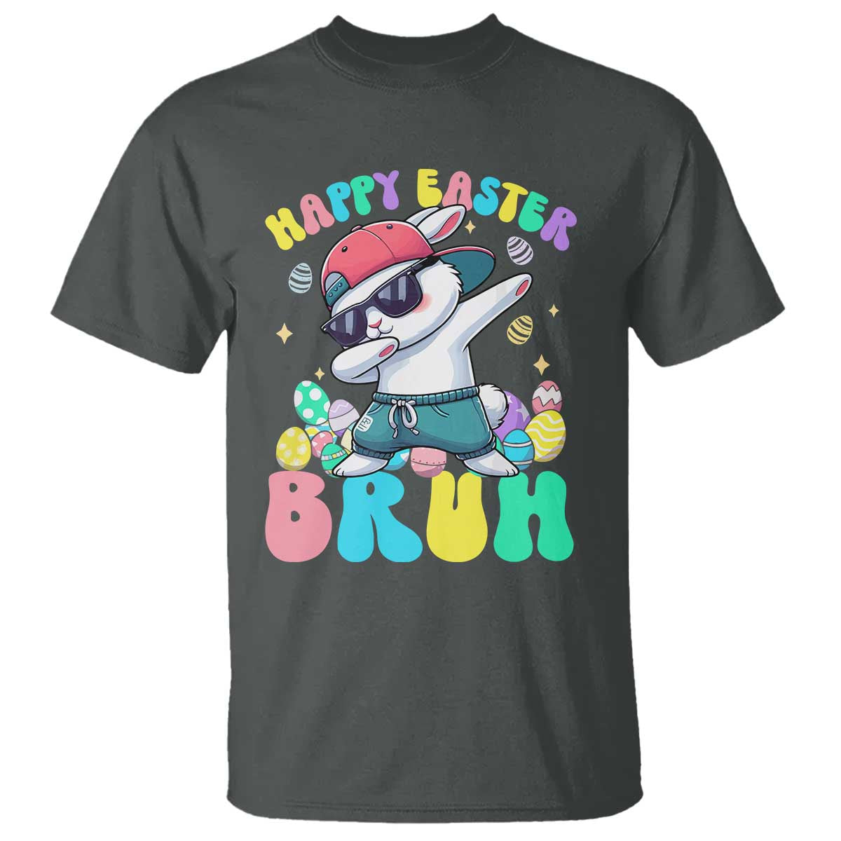 Bruh Easter T Shirt Funny Bunny Dab Rabbit Dance TS10 Dark Heather Print Your Wear