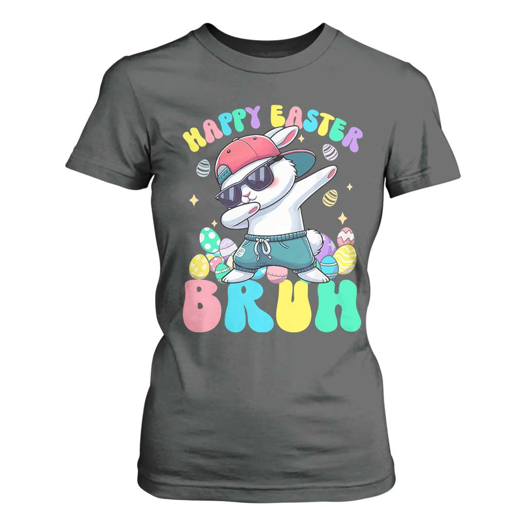 Bruh Easter T Shirt For Women Funny Bunny Dab Rabbit Dance TS10 Dark Heather Print Your Wear